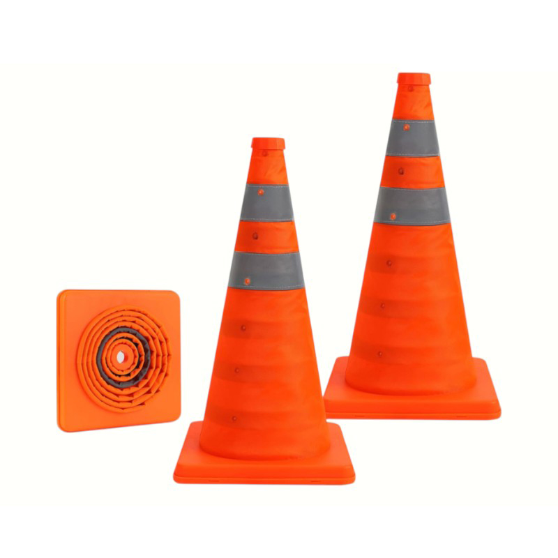 Con de trafic pliabil, portabil, multifuncțional, reflectorizant de înaltă intensitate, cu lumină de avertizare LED cu priză montată în partea superioară pentru operațiuni de urgență și mobile