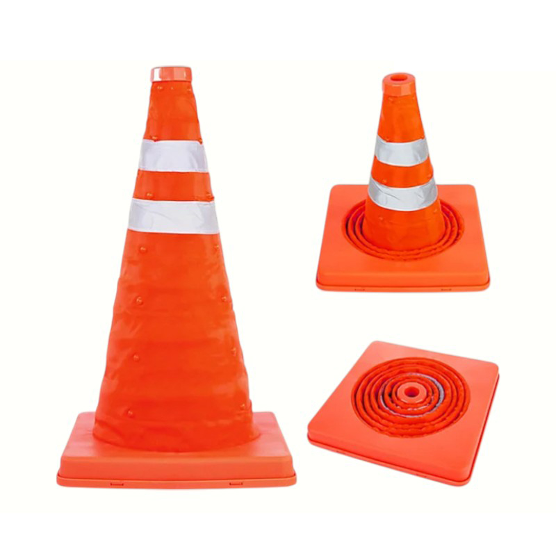 Con de trafic pliabil, portabil, multifuncțional, reflectorizant de înaltă intensitate, cu lumină de avertizare LED cu priză montată în partea superioară pentru operațiuni de urgență și mobile