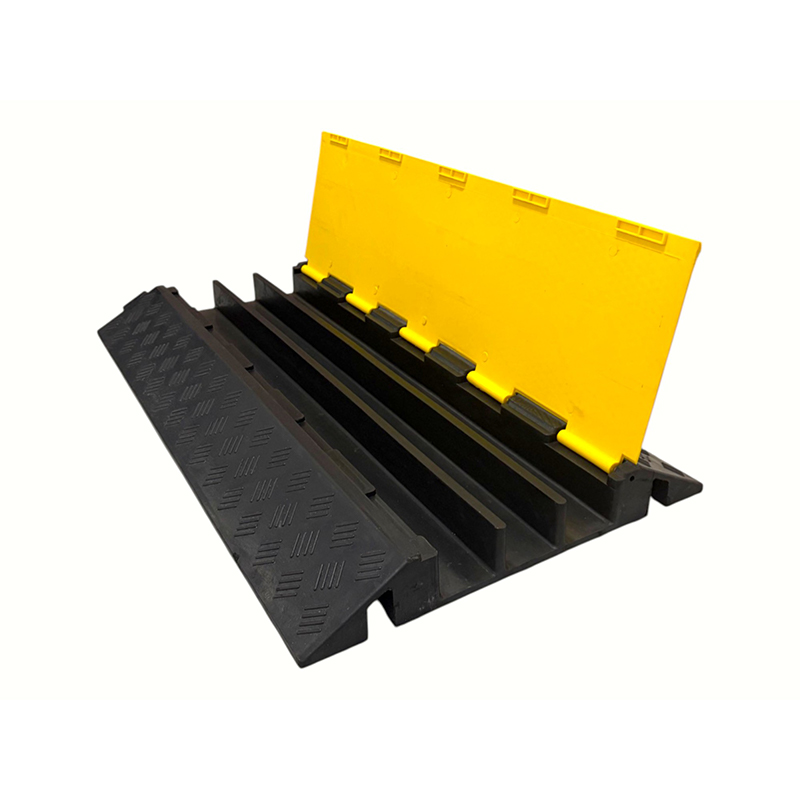 Bază întărită din cauciuc, cu capacitate portantă mare, capac din PVC, cu 3 canale, protectie pentru cabluri pentru utilizare grea