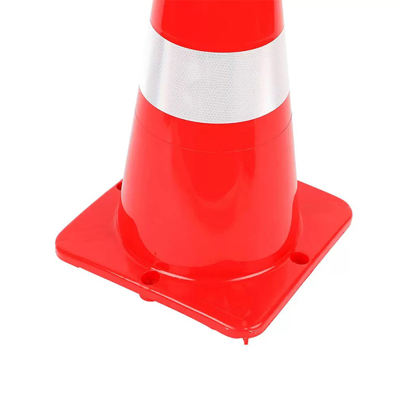 Con de trafic din plastic LDPE cu corp lat, cu gulere reflectorizante
