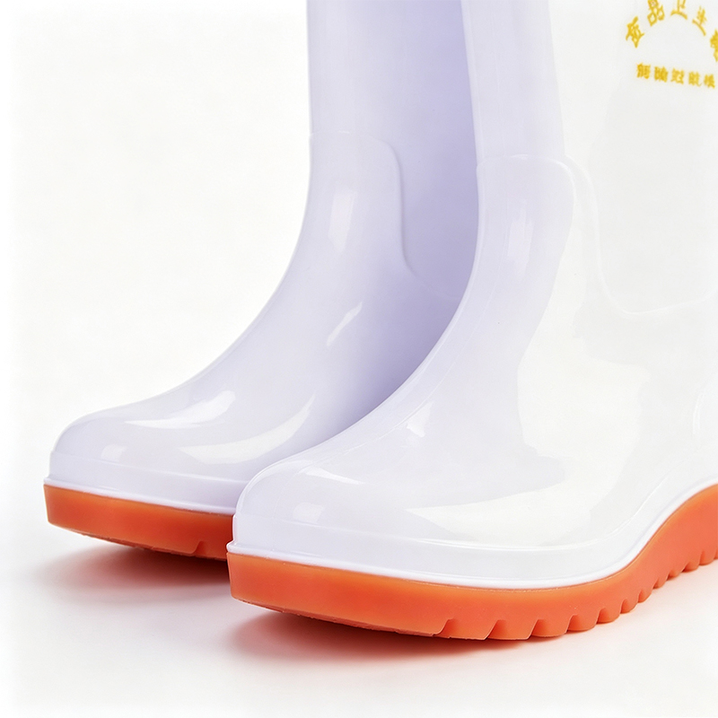 Cizme de ploaie din PVC alb de calitate alimentară